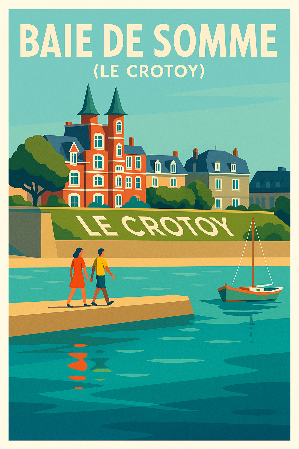 Affiche de Baie de Somme - L'élégance balnéaire du Crotoy en affiche vintage