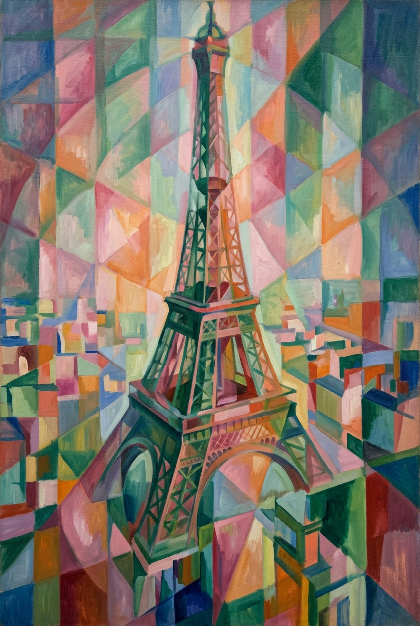 Affiche de la Tour Eiffel, poster cubiste contemporain