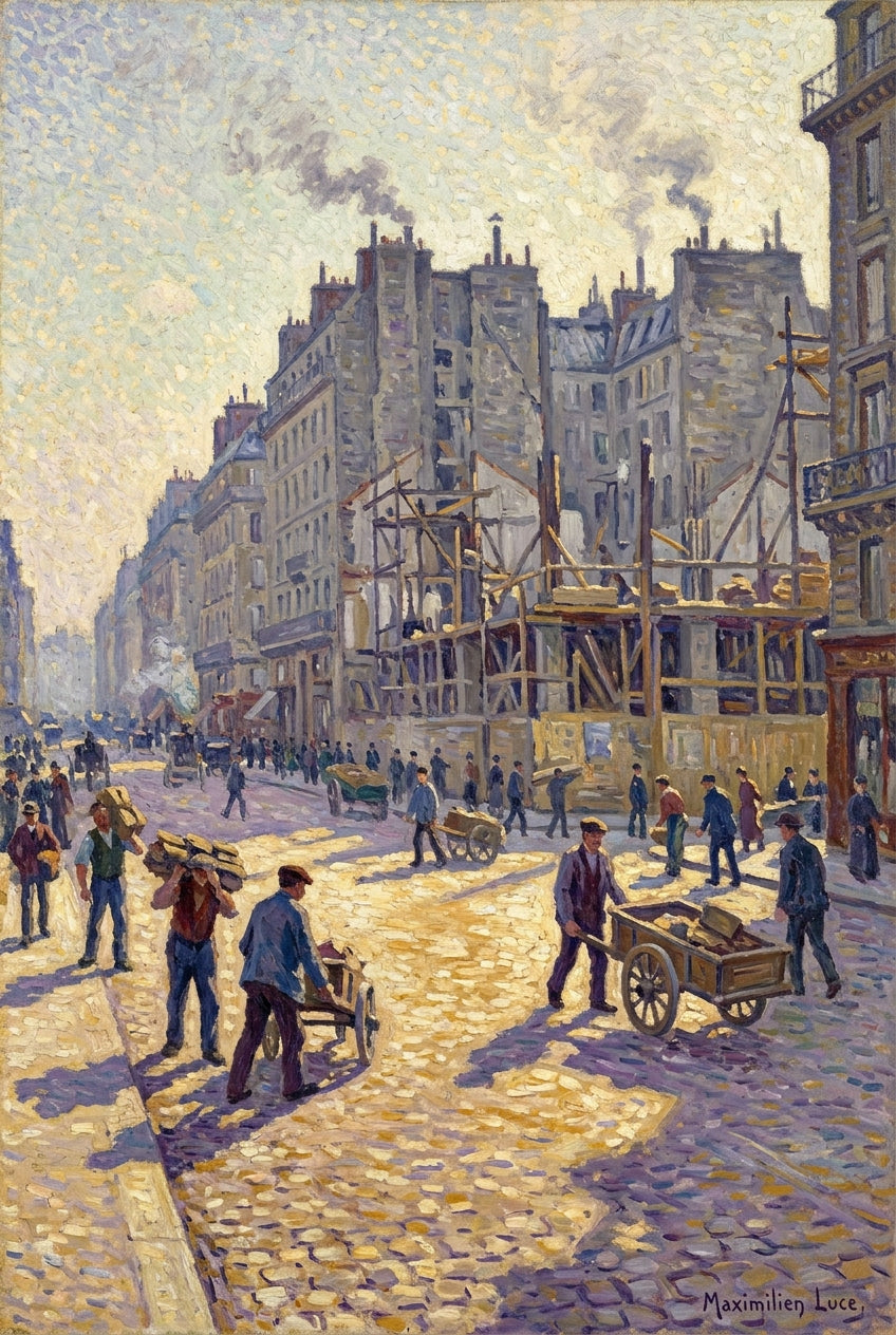 Affiche d'une rue de Paris, poster néo-impressionniste