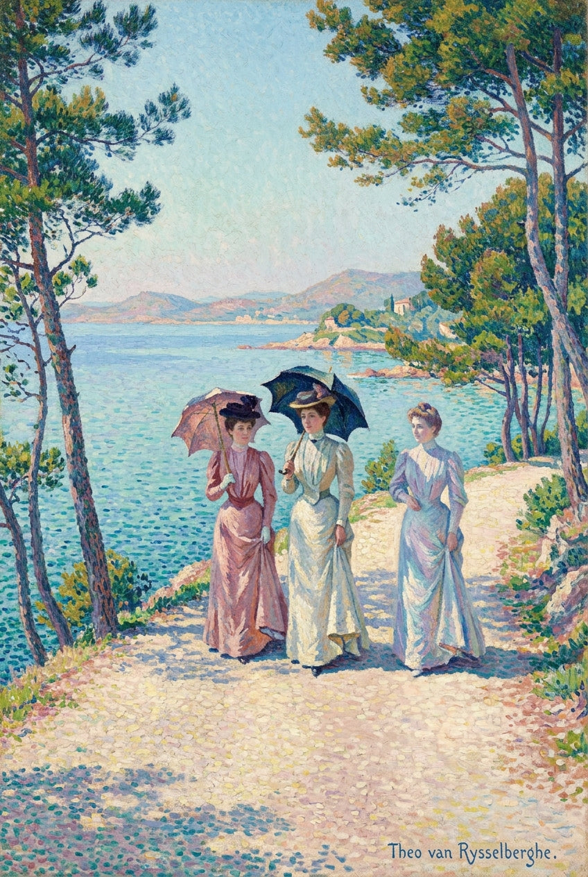 Affiche de Théo van Rysselberghe, trois femmes à l'ombrelle