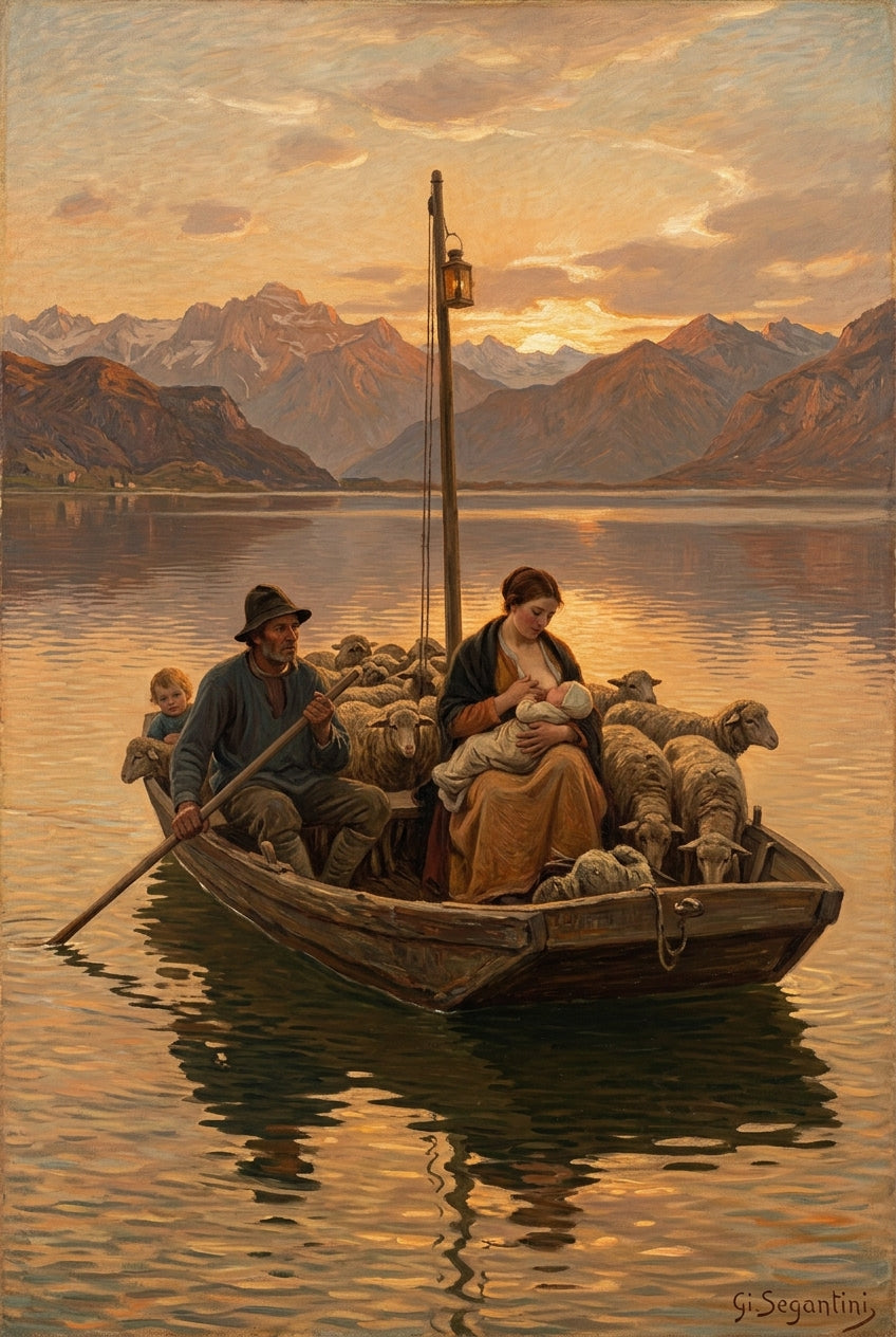Poster de Segantini, barque au couchant