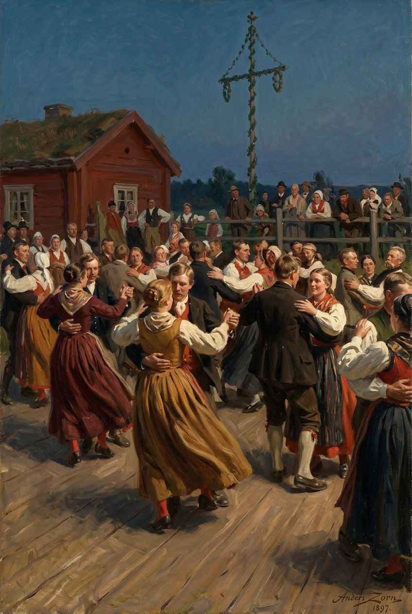 Affiche de la Danse de la Saint-Jean, poster Anders Zorn