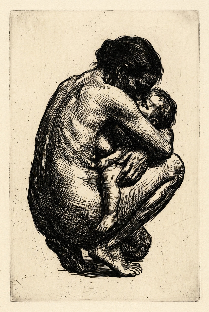 Affiche Maternité, poster dessin gravure