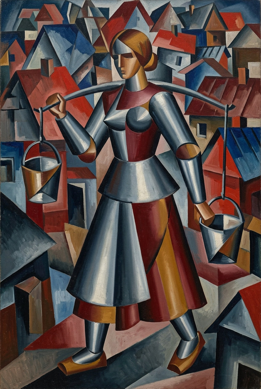 Affiche de la Porteuse d'eau, poster cubiste