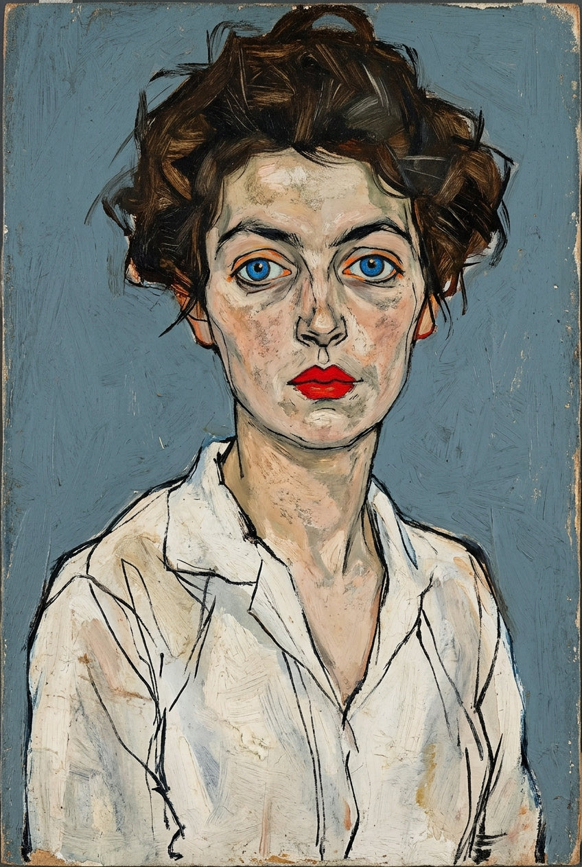 Poster d'Egon Schiele, portrait aux yeux bleus