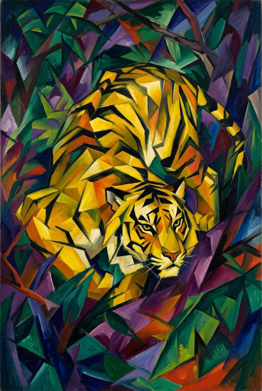 Affiche de tigre, poster style cubiste