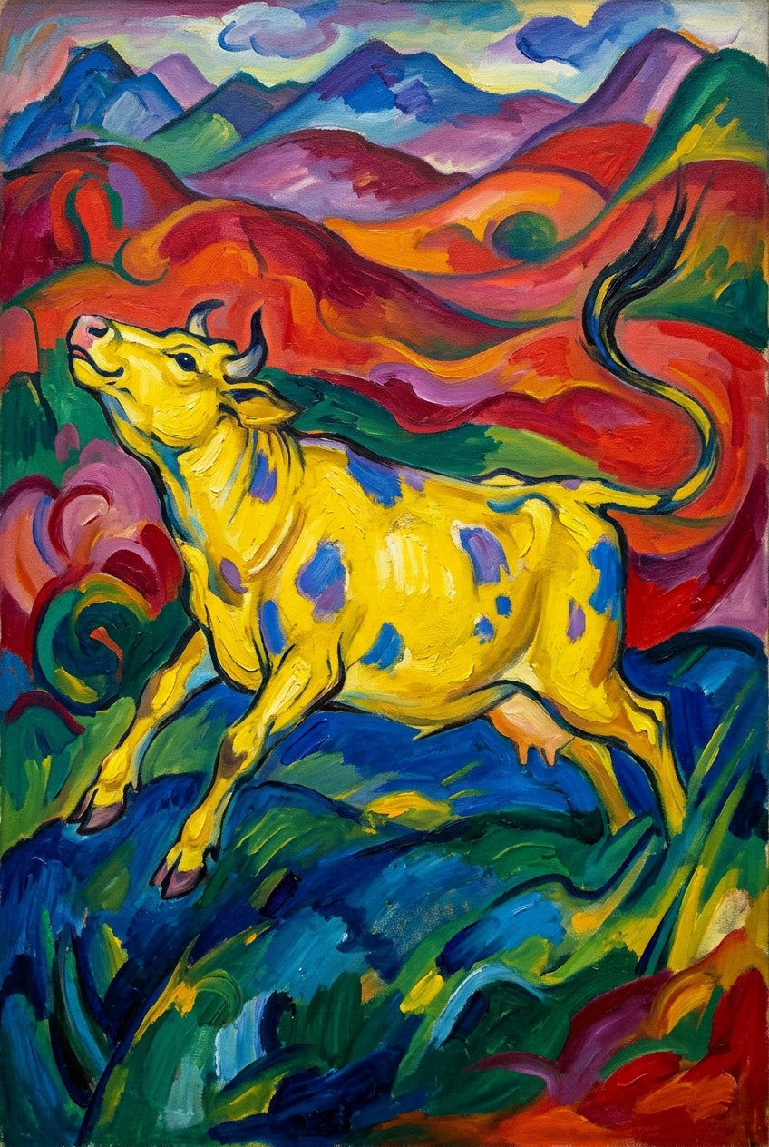Poster La Vache Jaune, poster art contemporain
