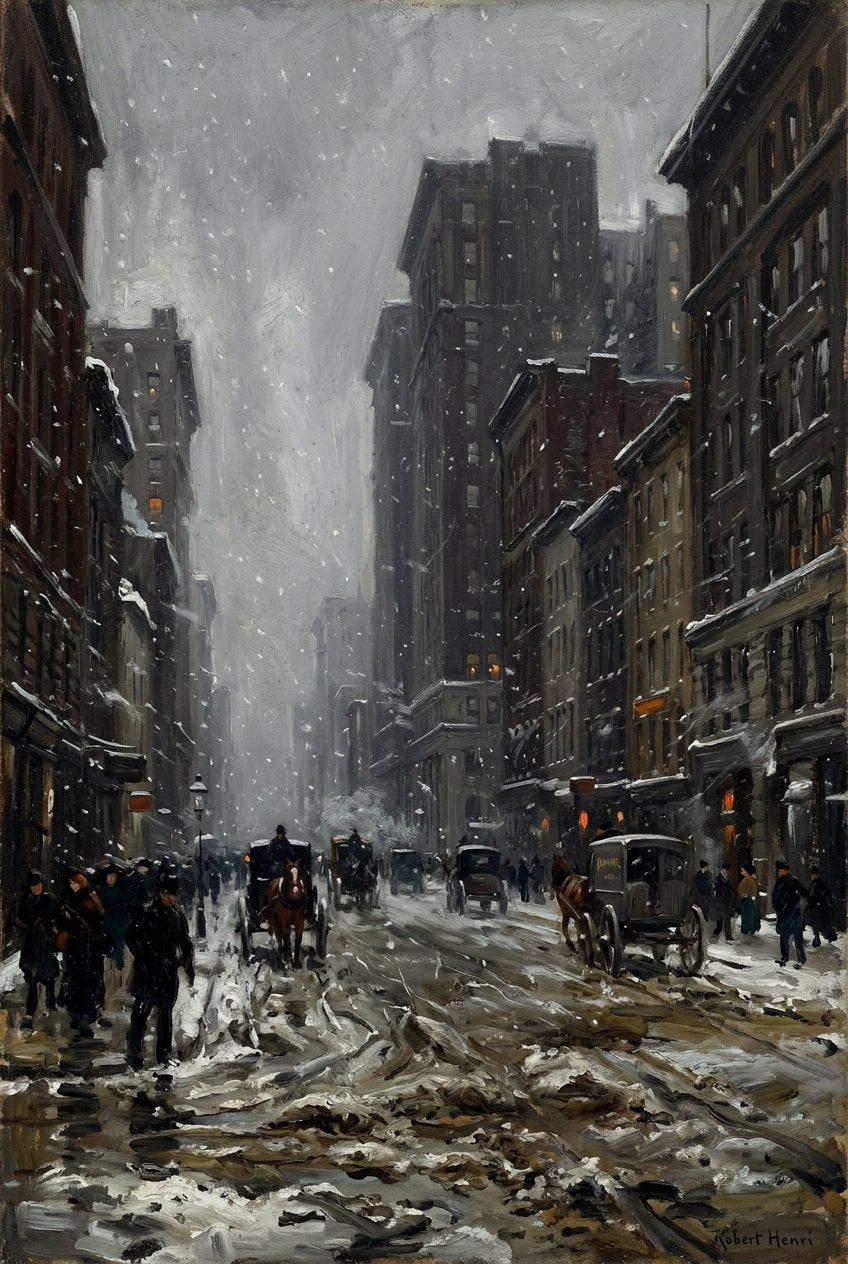 Affiche de New York sous la neige, poster vintage
