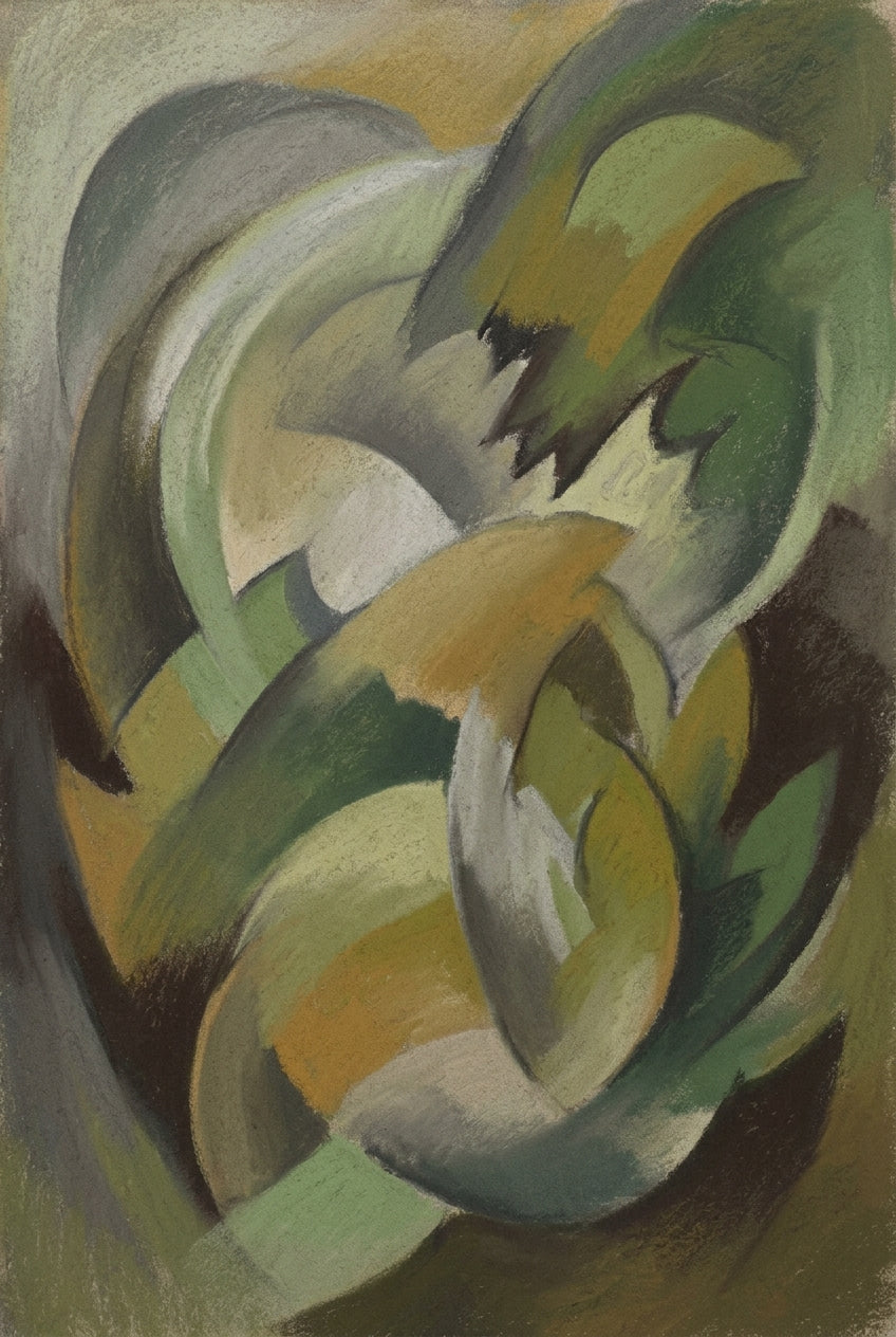Poster d'art abstrait, formes organiques vertes