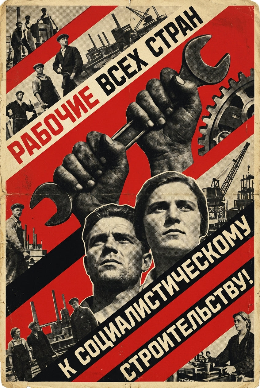 Affiche de propagande soviétique, poster ouvrier