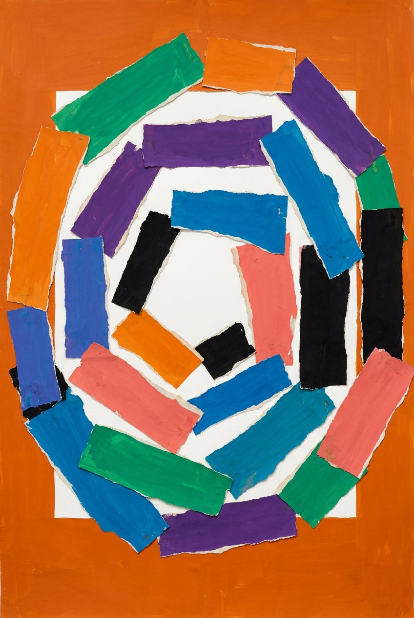 Poster d'art contemporain, collage de papiers