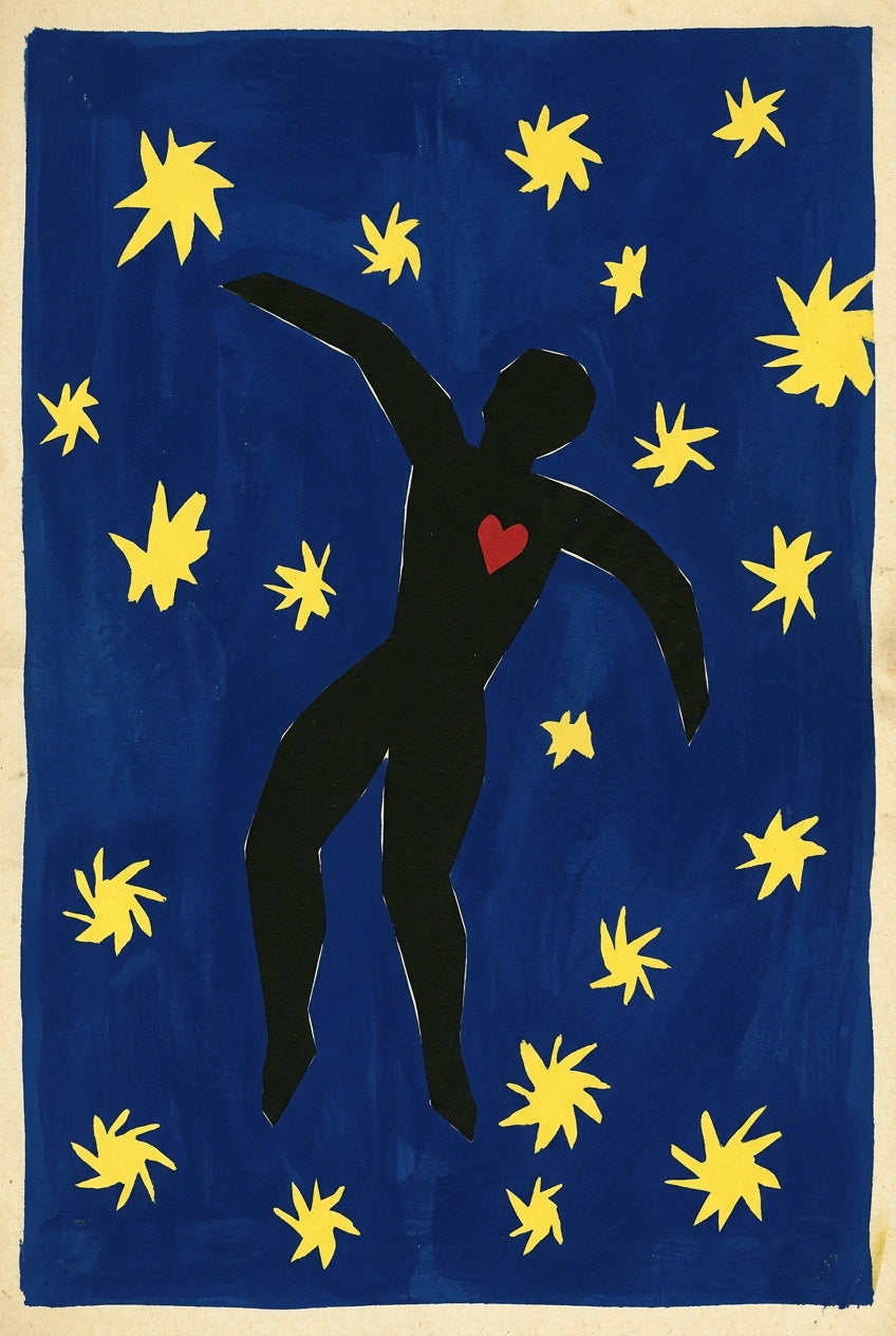 Affiche Icare, poster silhouette au cœur rouge
