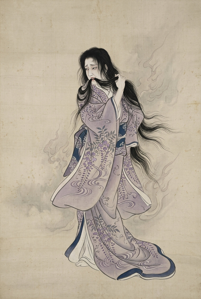 Affiche d'art japonais, poster femme en kimono