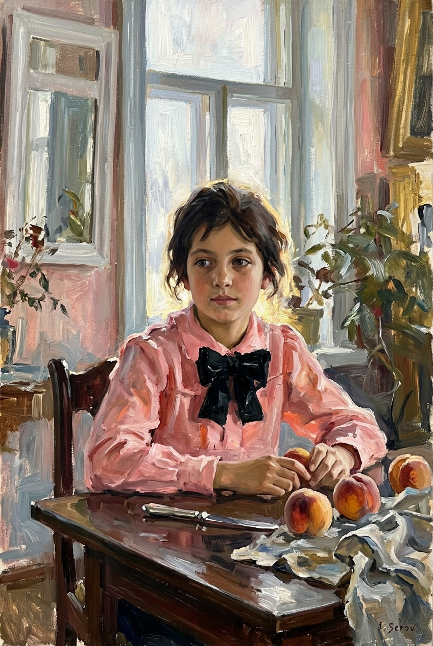 Affiche de la Fille aux pêches, poster impressionniste