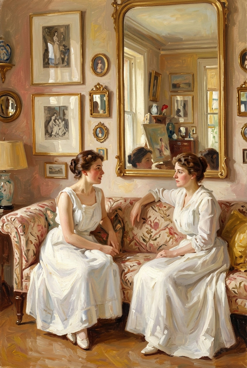 Poster d'Art Contemporain, deux femmes au salon