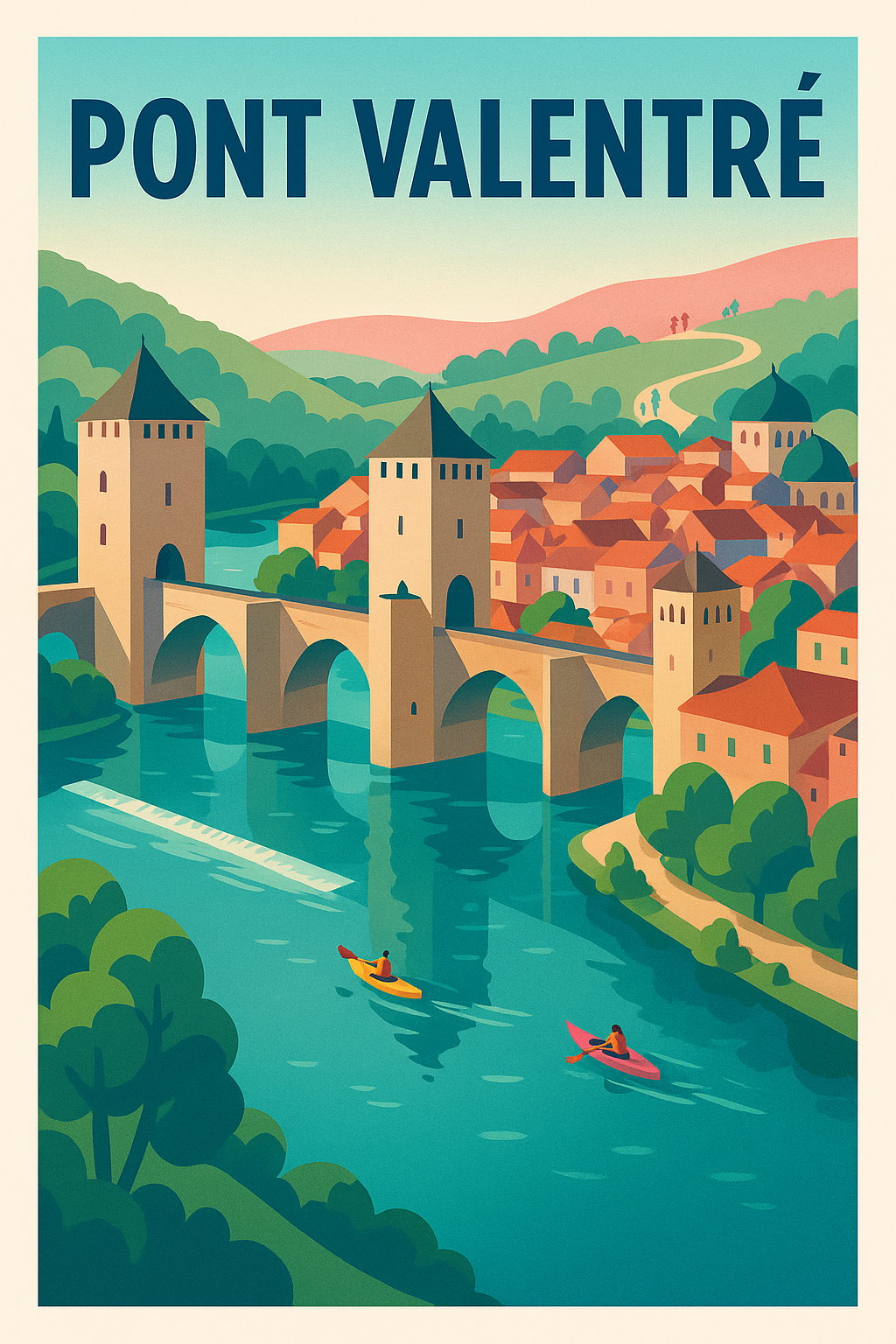 Affiche de Pont Valentré - L'élégance médiévale de Cahors au fil de l'eau