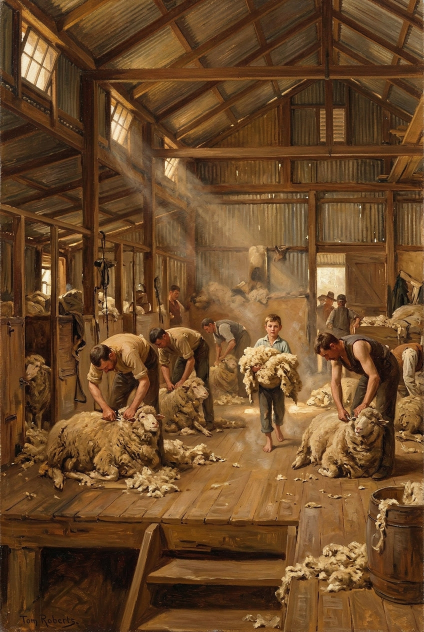 Affiche de la Tonte des moutons, poster Tom Roberts