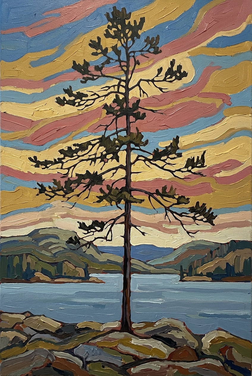 Affiche de paysage canadien, poster sapin