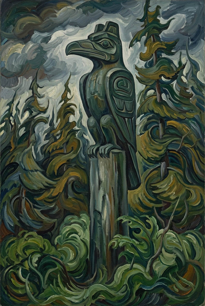 Poster d'un totem, art contemporain boréal