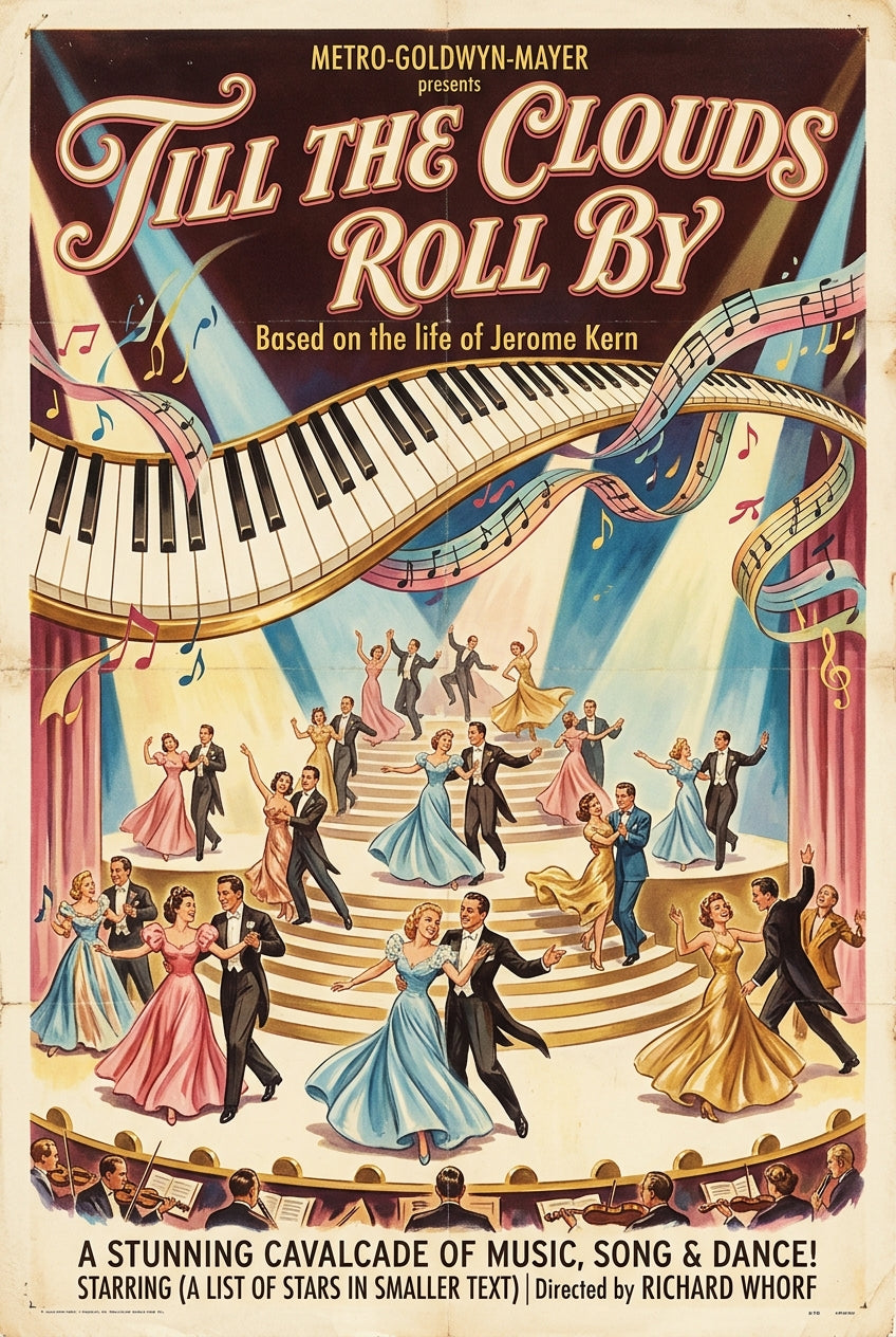 Affiche Till The Clouds Roll By, clavier de piano géant