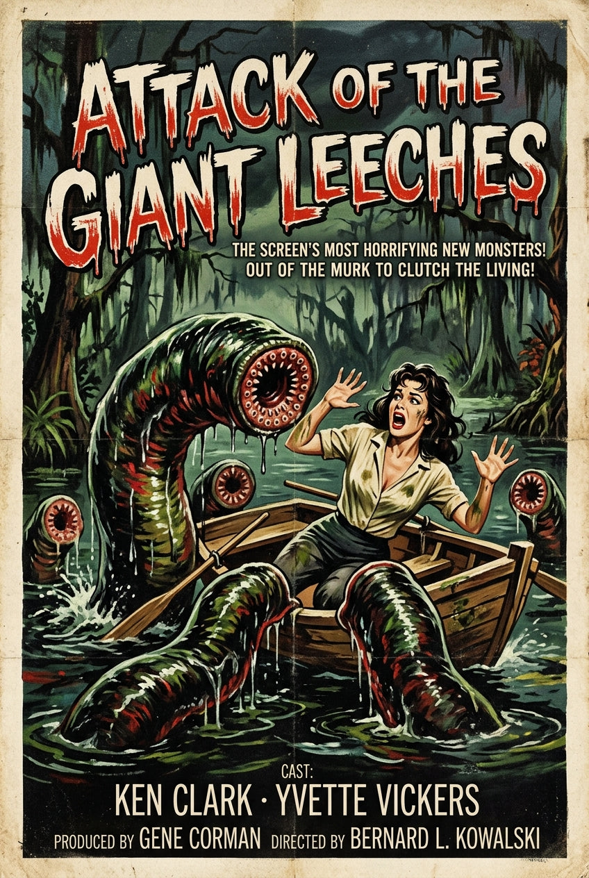 Affiche Attack of the Giant Leeches, poster vintage