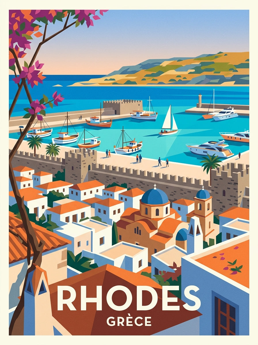Affiche de Rhodes, poster vintage Grèce | Afich
