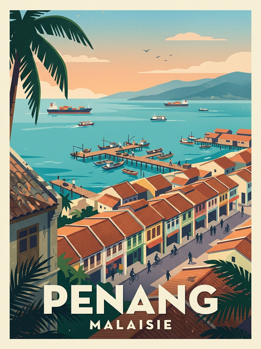 Affiche de Penang, poster pont et funiculaire | Afich