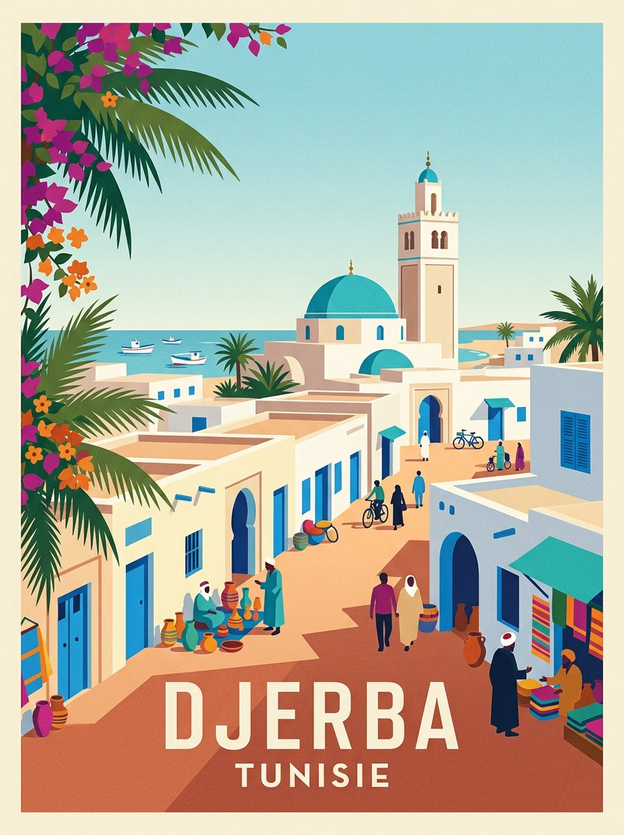 Poster de Djerba, affiche port de pêche | Afich