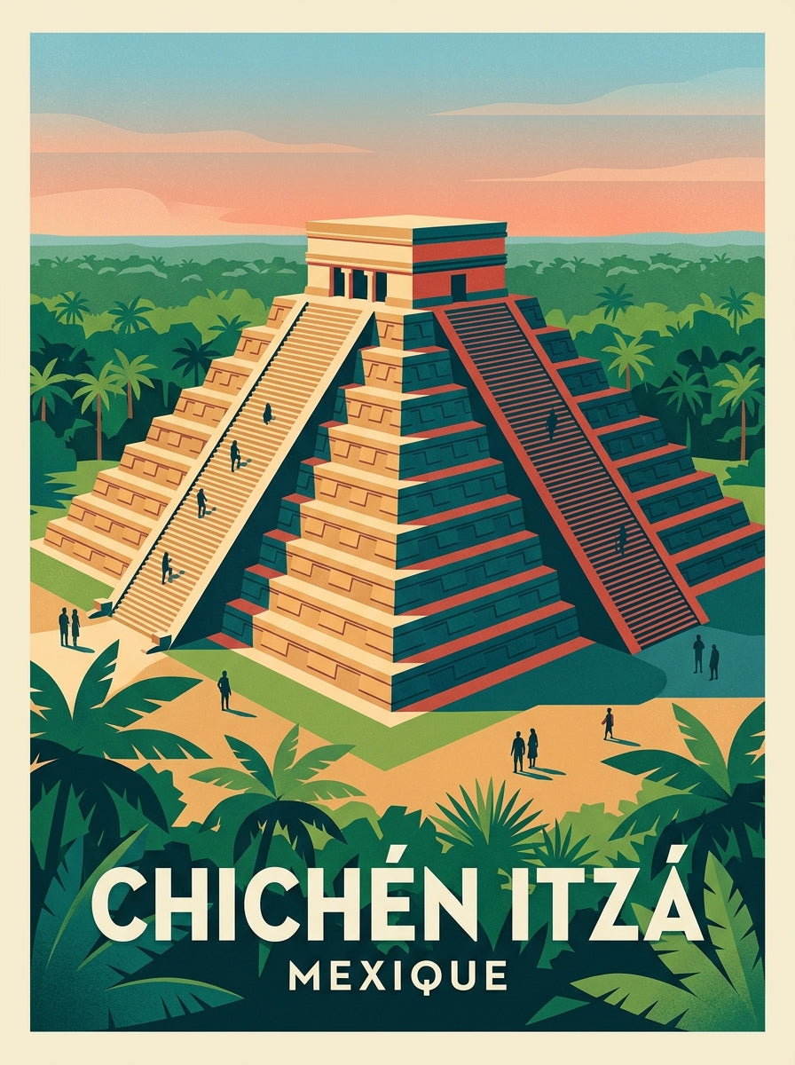 Affiche de Chichén Itzá, poster Mexique vintage | Afich