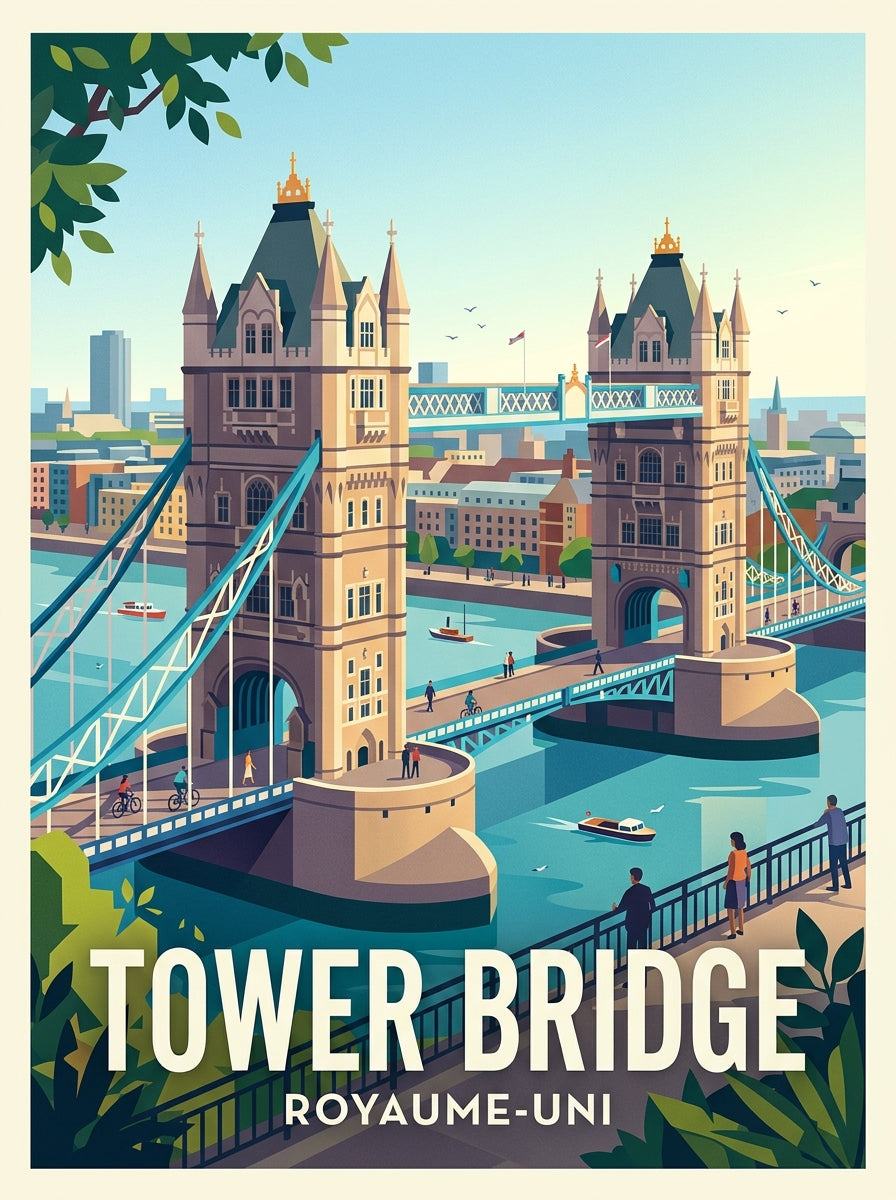 Affiche de Tower Bridge, poster vintage Londres