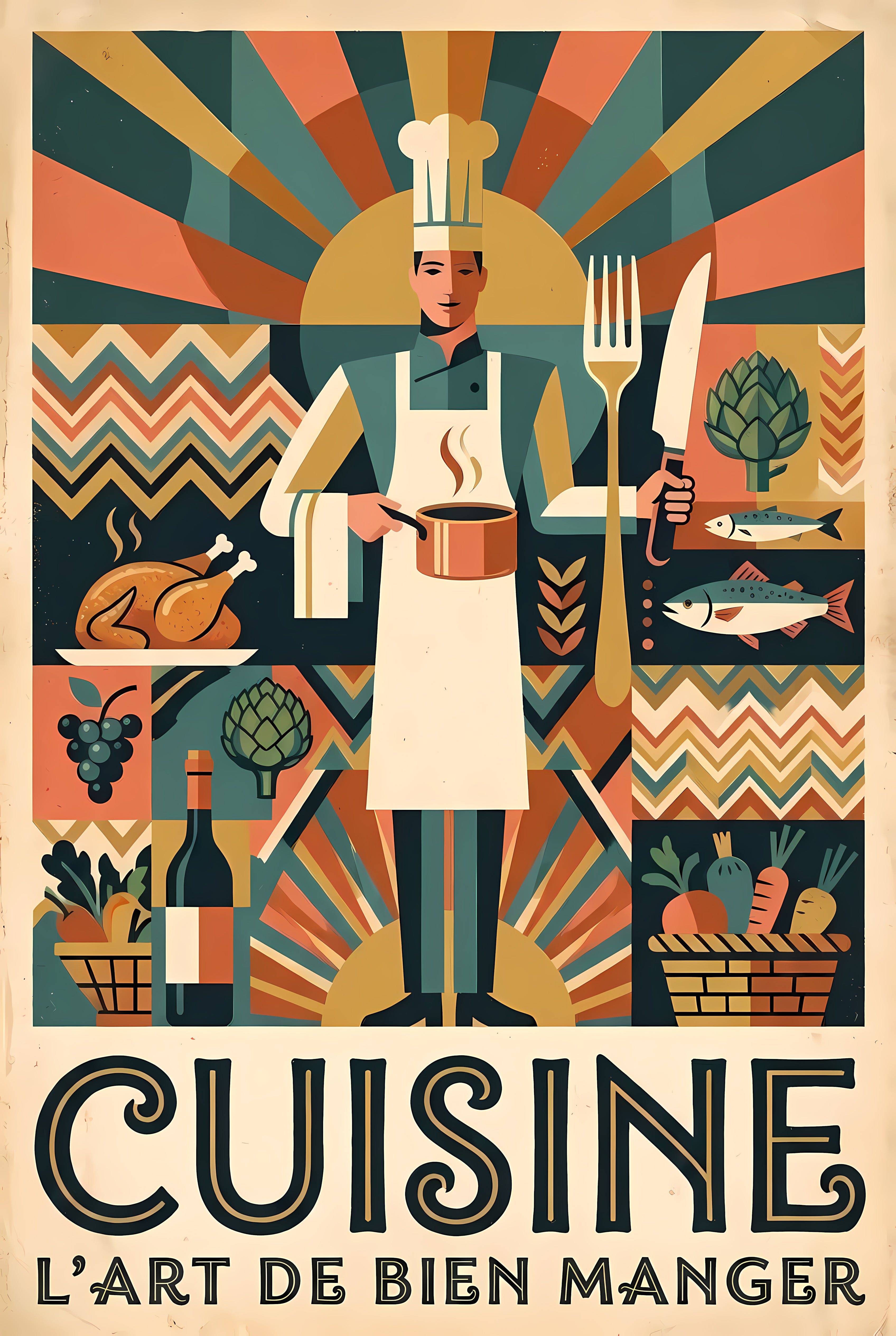 Affiche de cuisine vintage, poster art de bien