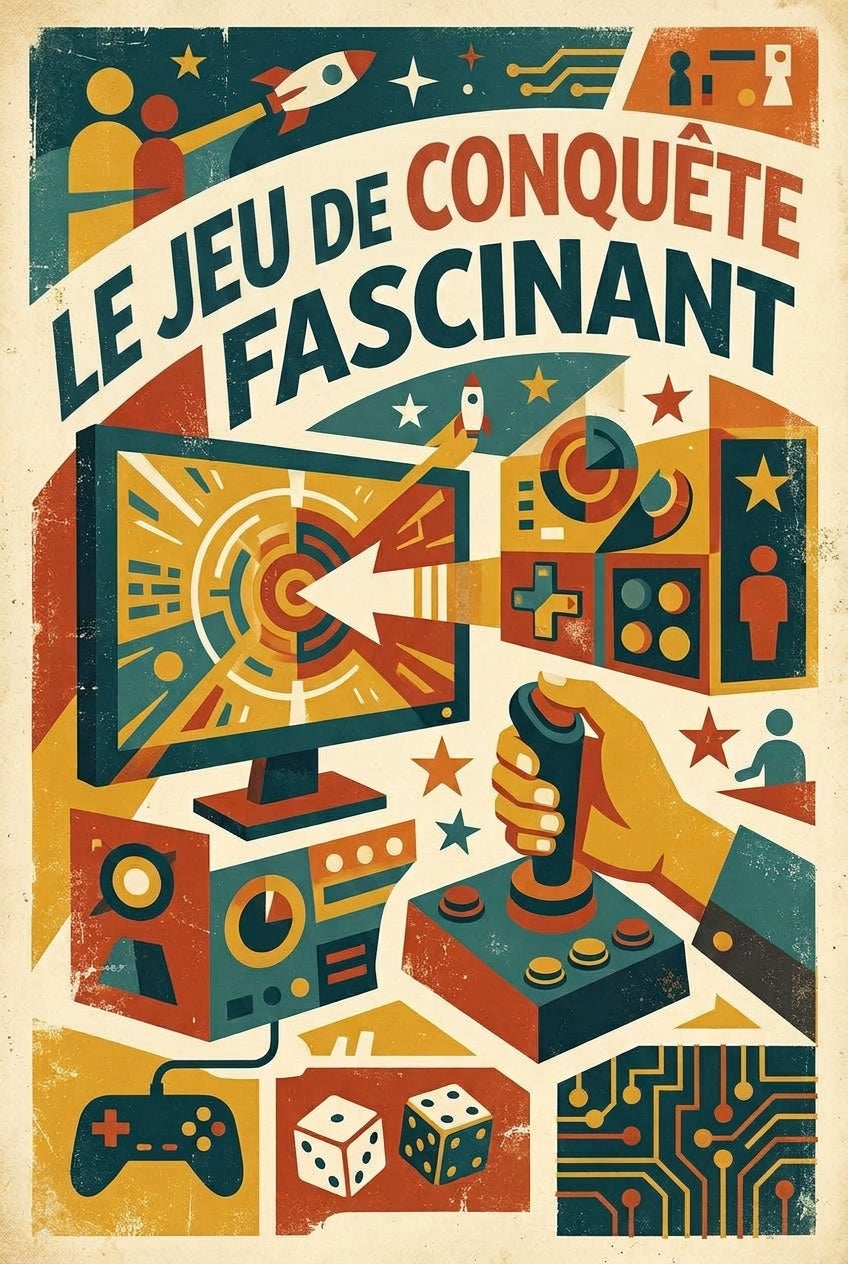 Poster du jeu vidéo vintage, joystick et rétro