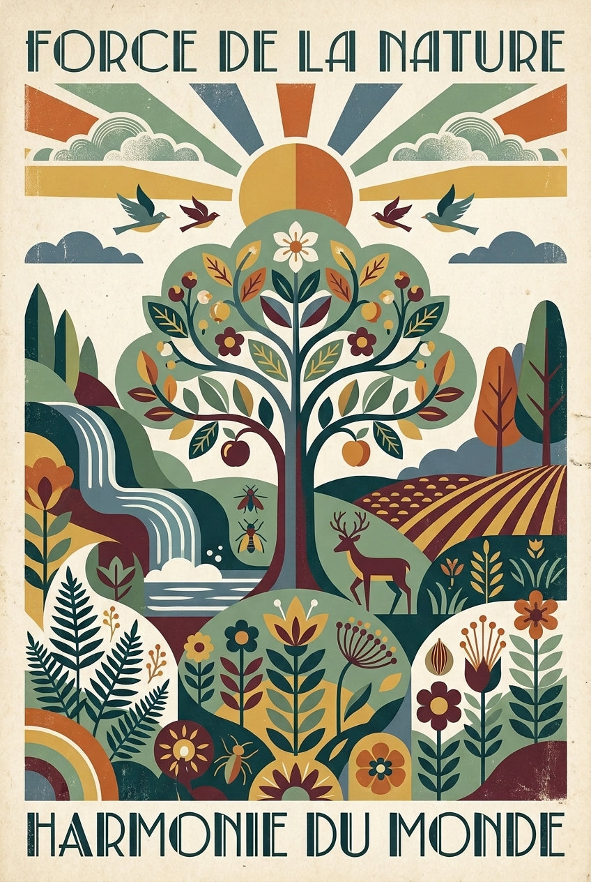 Affiche de la nature vintage, poster arbre de vie