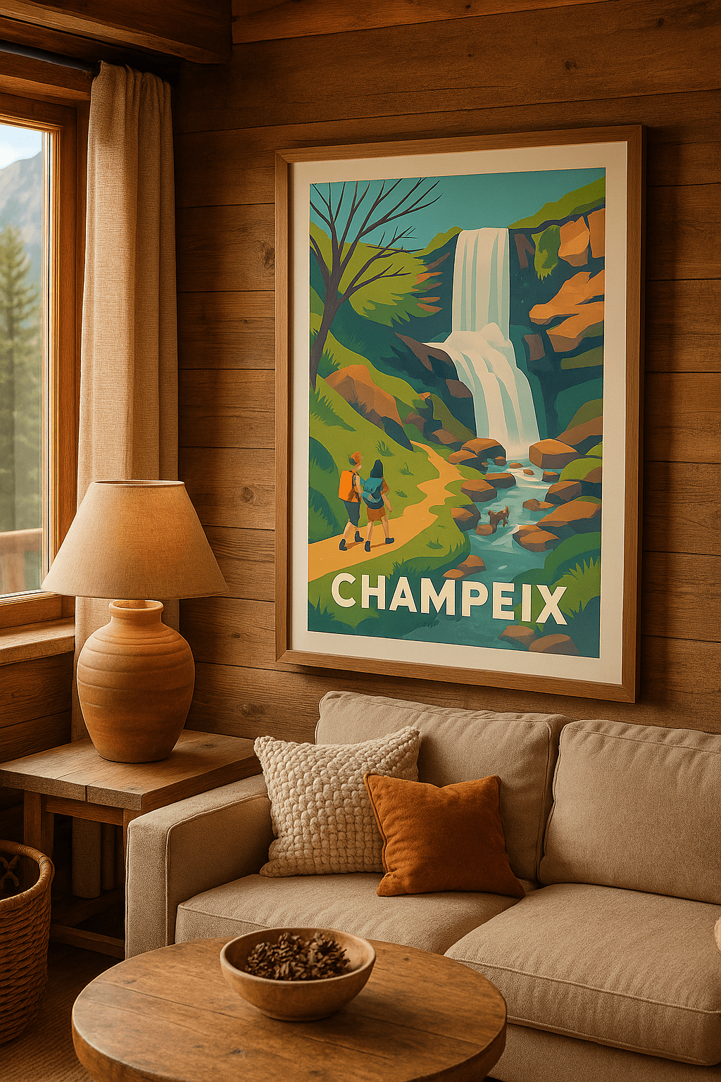 Affiche Champeix — Escapade nature et cascade rafraîchissante · poster d'art de Champeix