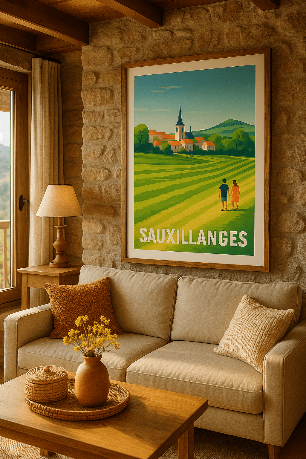 Affiche Sauxillanges — Charmant village au cœur de la nature · poster d'art de Sauxillanges