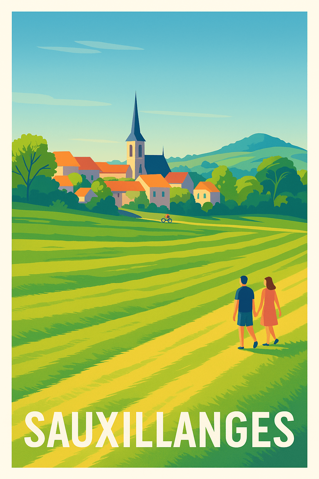 Affiche Sauxillanges — Charmant village au cœur de la nature · poster d'art de Sauxillanges