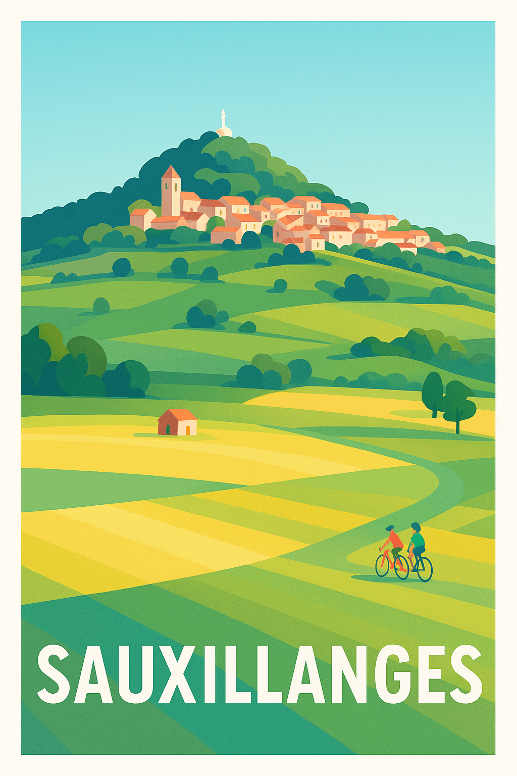 Affiche Sauxillanges — Escapade bucolique au cœur de la nature · poster d'art de Sauxillanges