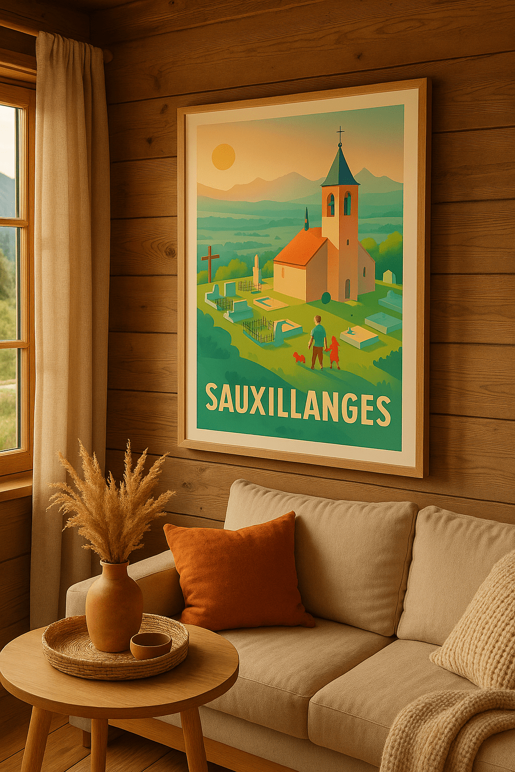 Affiche Sauxillanges — Un havre de paix au cœur de l'Auvergne · poster d'art de Sauxillanges