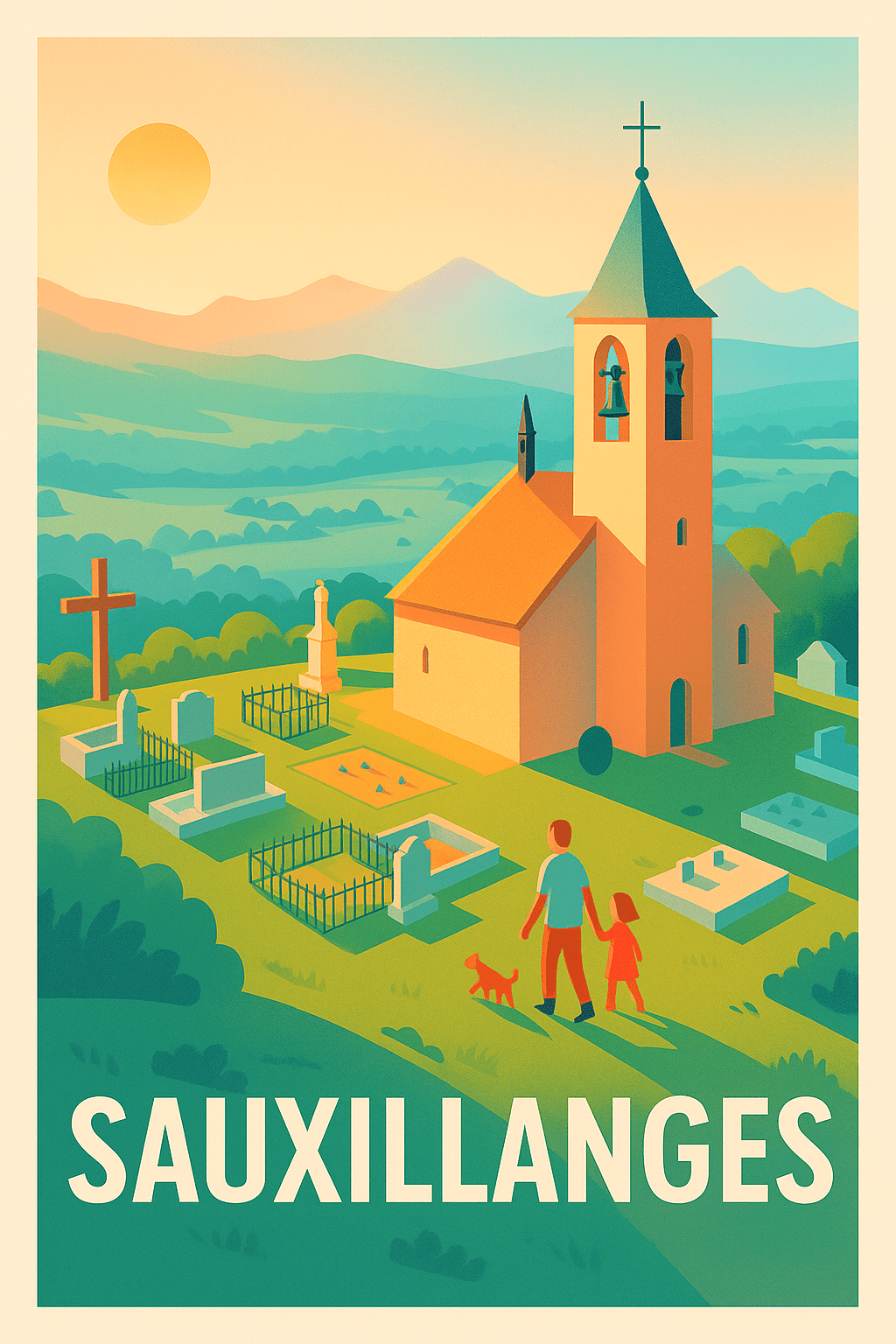 Puy-de-Dôme France Affiche de Sauxillanges - Un havre de paix au cœur de l'Auvergne