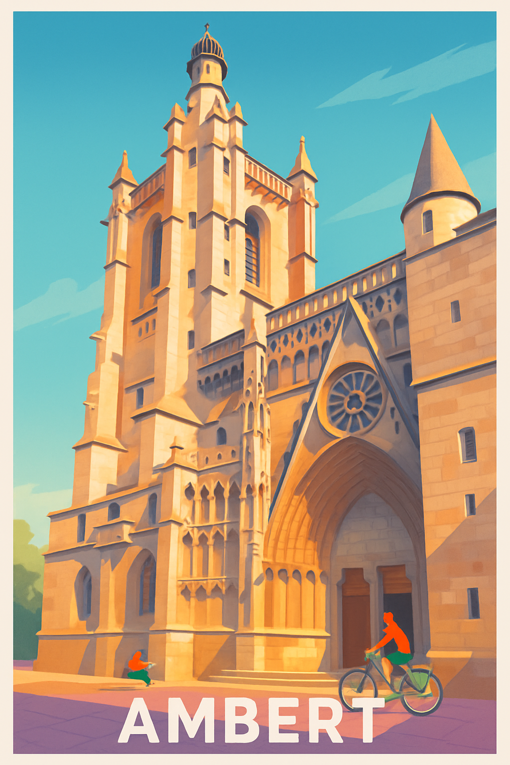 Puy-de-Dôme France Pas de Cadre / 20 × 30cm Affiche de Ambert - Charme historique au cœur de la ville