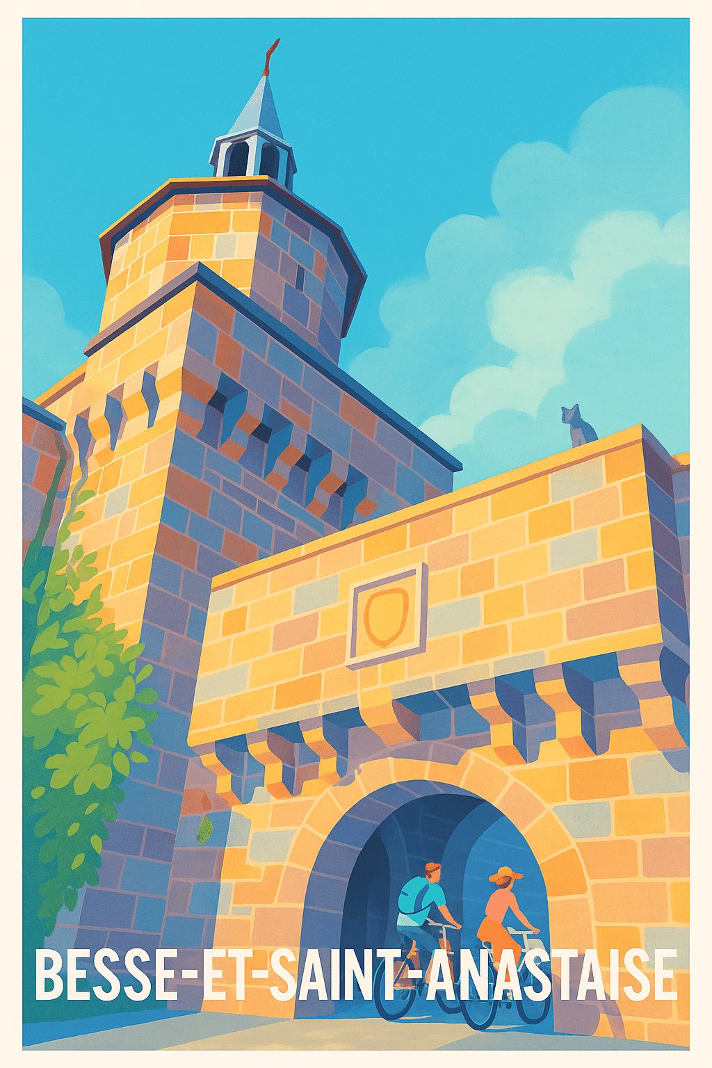 Puy-de-Dôme France Pas de Cadre / 20 × 30cm Affiche de Besse-et-Saint-Anastaise - Charme médiéval en plein soleil