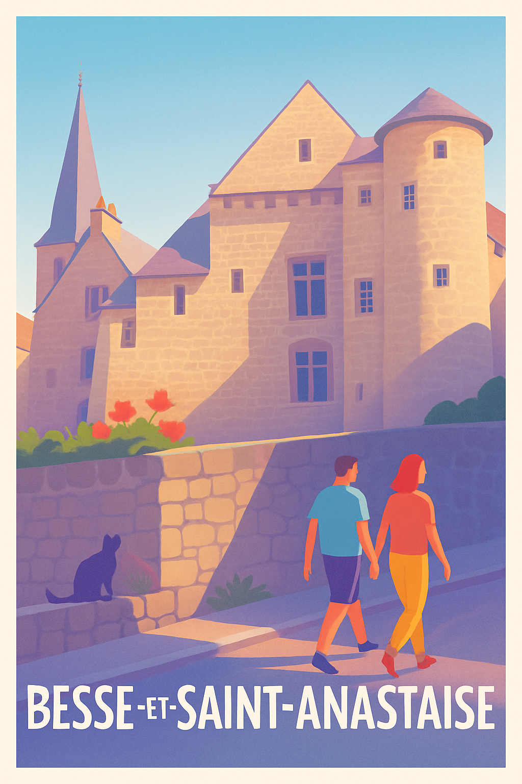 Affiche Besse-et-Saint-Anastaise — Promenade au cœur d'un village historique · poster d'art de Besse-et-Saint-Anastaise