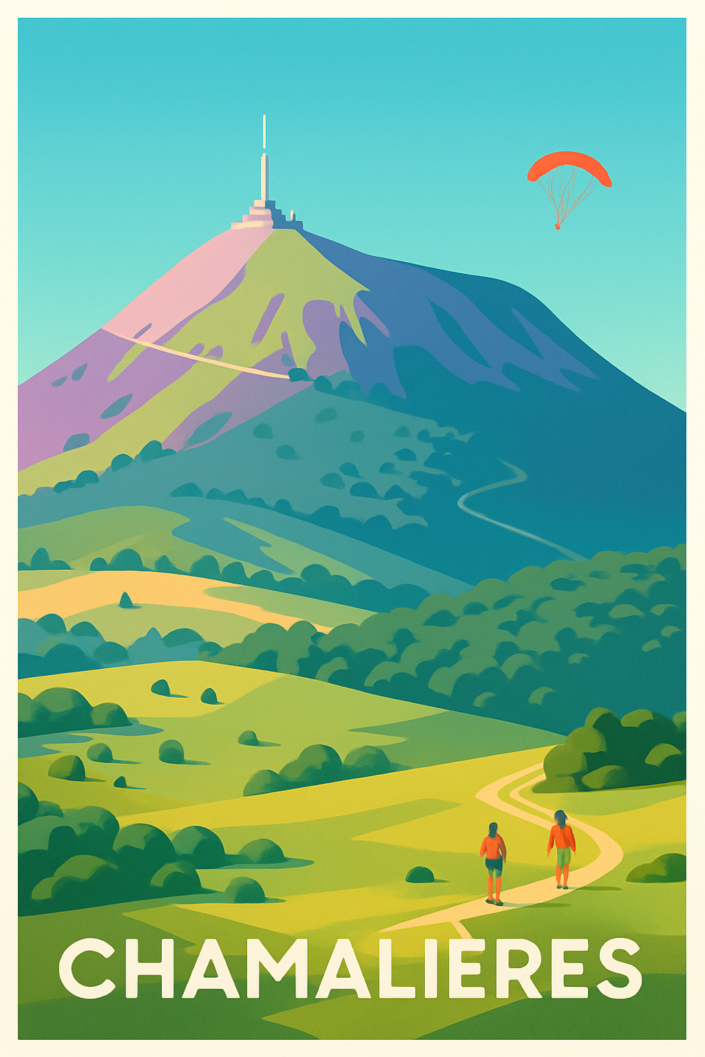 Puy-de-Dôme France Pas de Cadre / 20 × 30cm Affiche de Chamalières - Évasion et nature au sommet