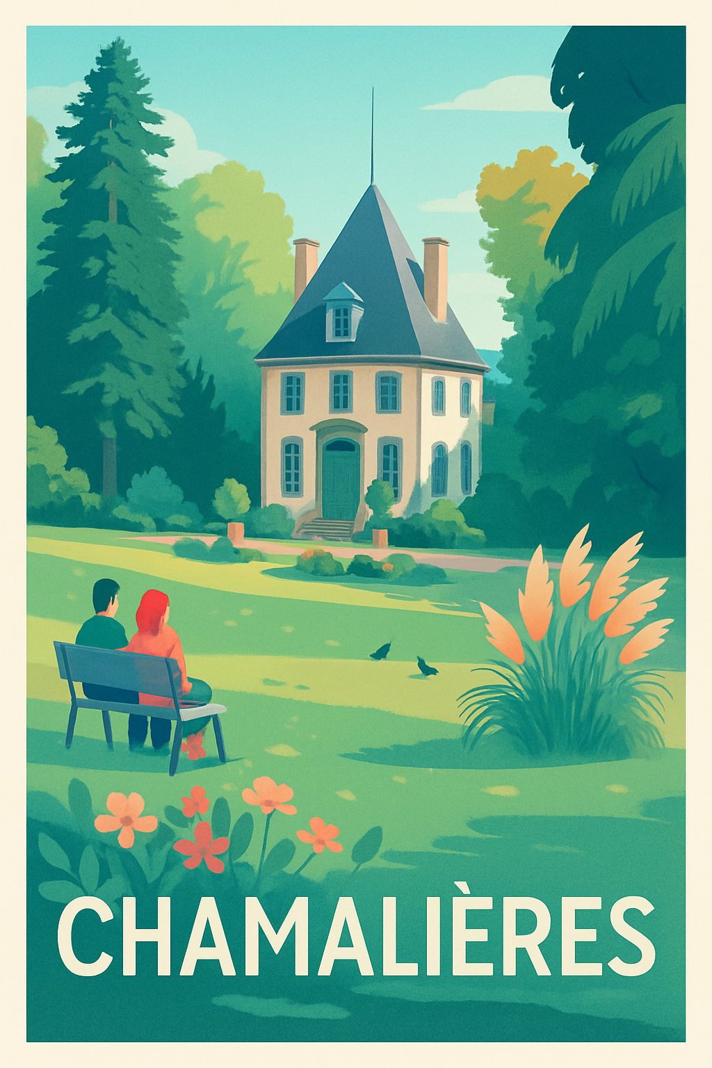 Puy-de-Dôme France Pas de Cadre / 20 × 30cm Affiche de Chamalières - L'élégance paisible au cœur de la nature