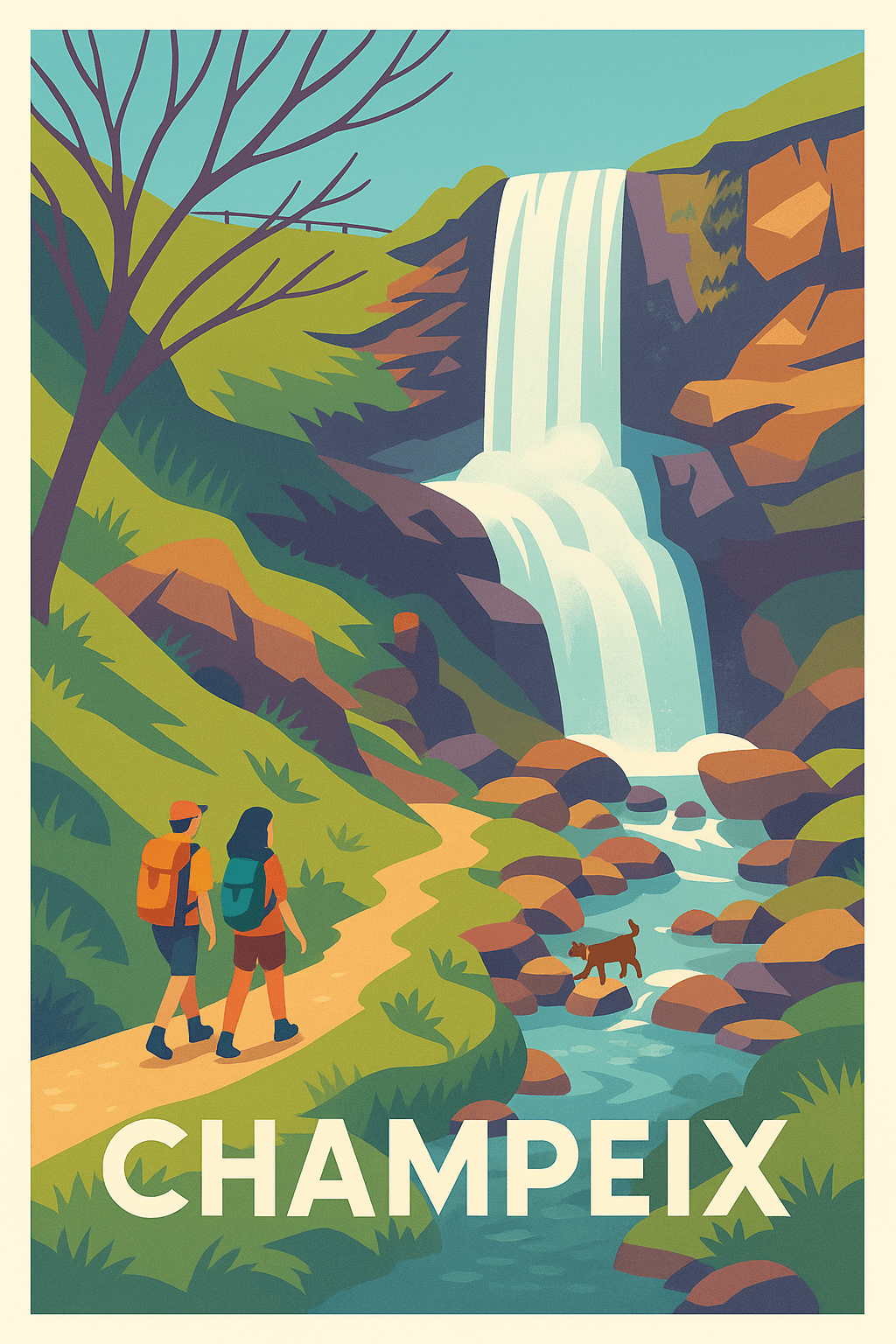 Puy-de-Dôme France Pas de Cadre / 20 × 30cm Affiche de Champeix - Escapade nature et cascade rafraîchissante