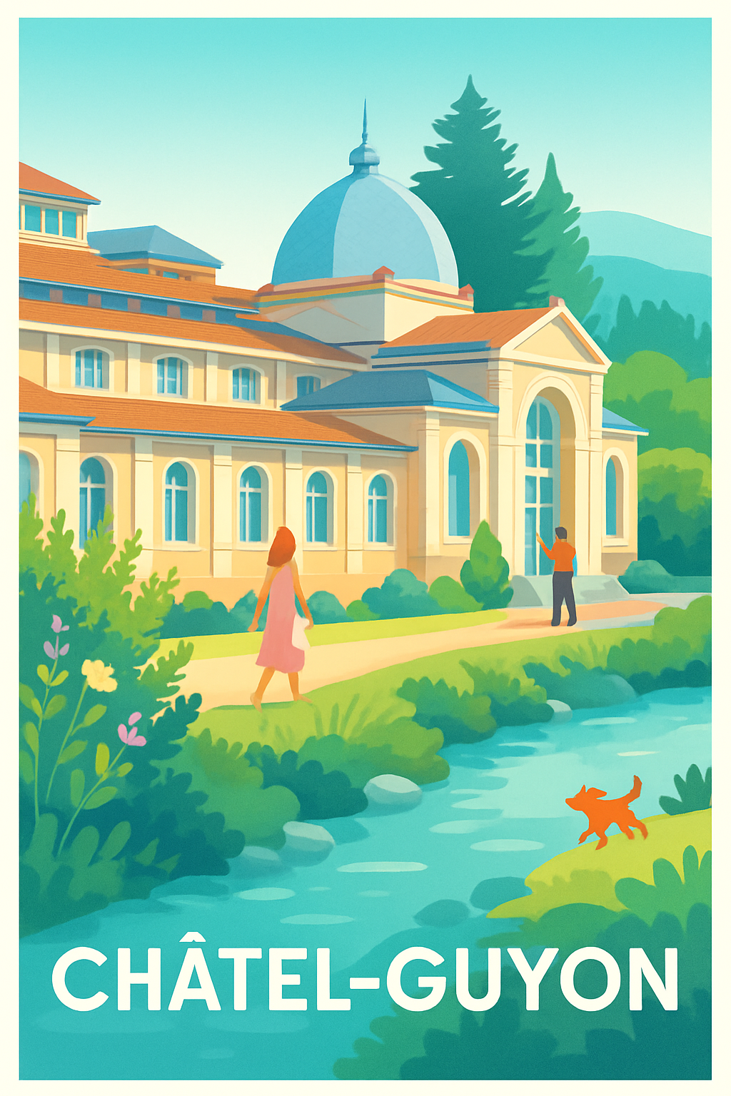 Puy-de-Dôme France Pas de Cadre / 20 × 30cm Affiche de Châtel-Guyon - Évasion et sérénité au cœur de la nature