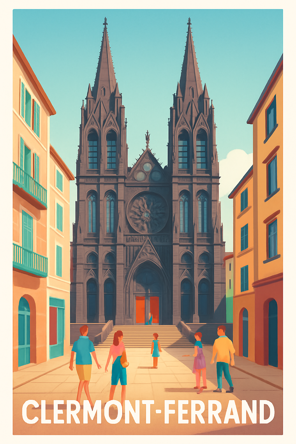 Puy-de-Dôme France Pas de Cadre / 20 × 30cm Affiche de Clermont-Ferrand - Charme historique au cœur de la ville