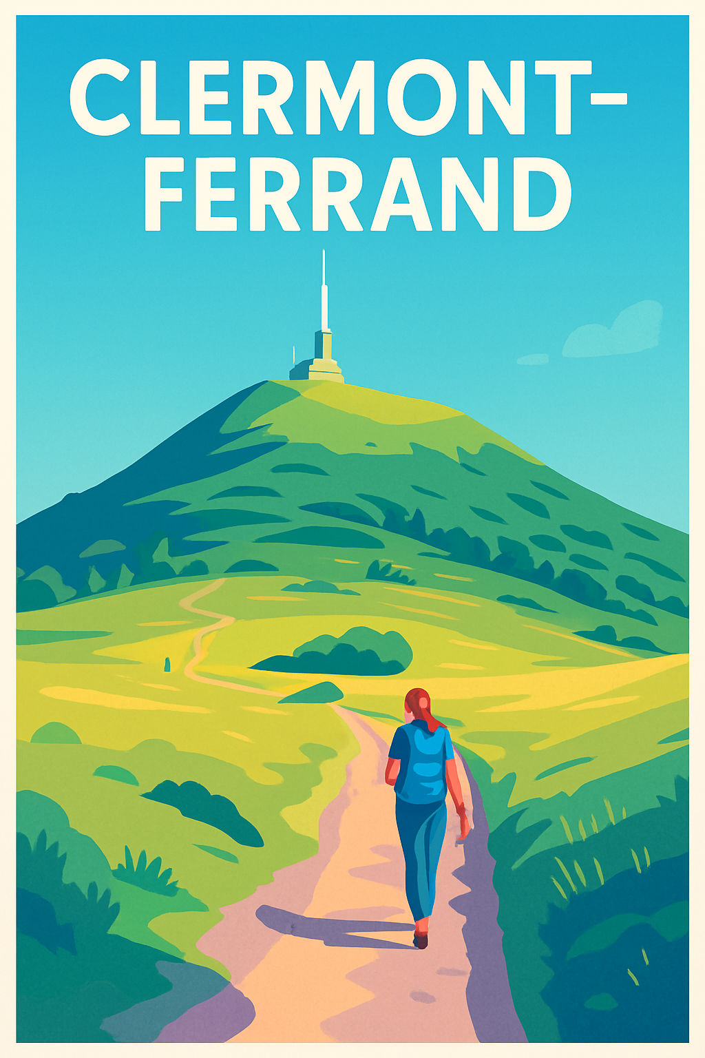 Puy-de-Dôme France Pas de Cadre / 20 × 30cm Affiche de Clermont-Ferrand - Escapade au sommet du Puy de Dôme
