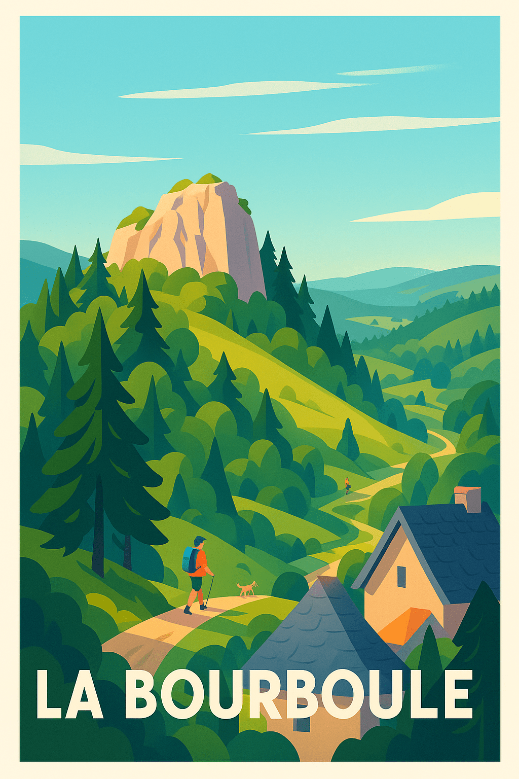 Puy-de-Dôme France Pas de Cadre / 20 × 30cm Affiche de La Bourboule - Évasion nature au cœur des montagnes