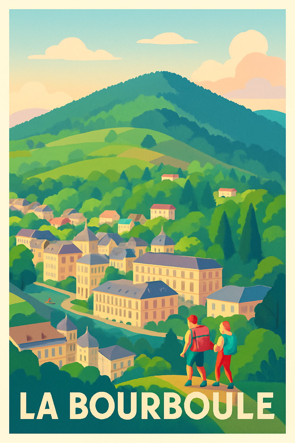 Affiche La Bourboule — Évasion nature et patrimoine au cœur des volcans · poster d'art de La Bourboule